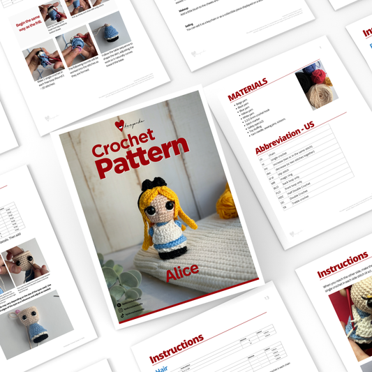Alice Amigurumi Crochet Pattern (PDF) English & Portuguese