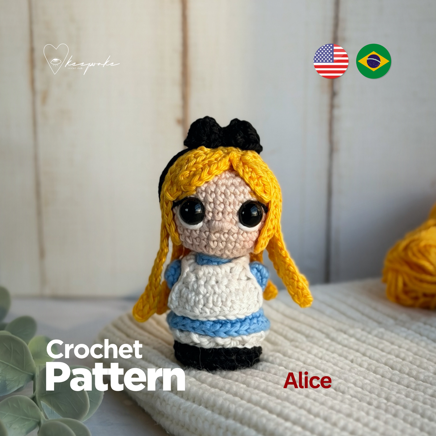 Alice Amigurumi Crochet Pattern (PDF) English & Portuguese