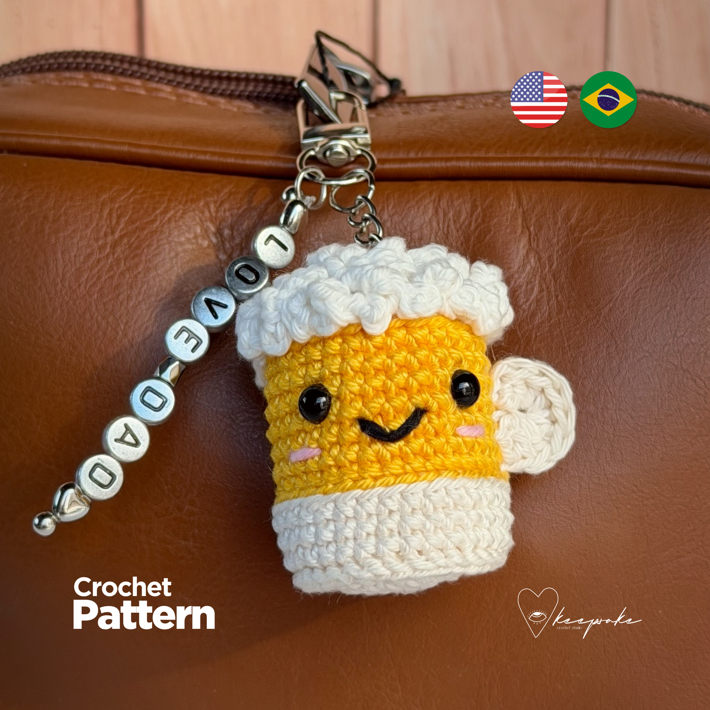 Beer Mug Amigurumi Crochet Pattern (PDF) English & Portuguese