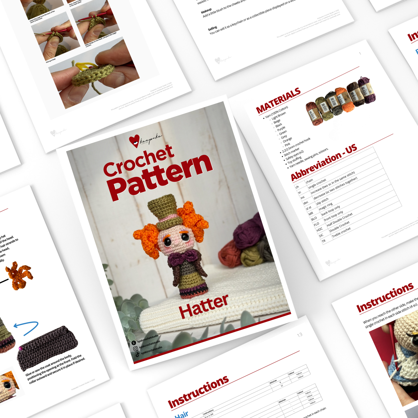 Hatter Amigurumi Crochet Pattern (PDF) English & Portuguese