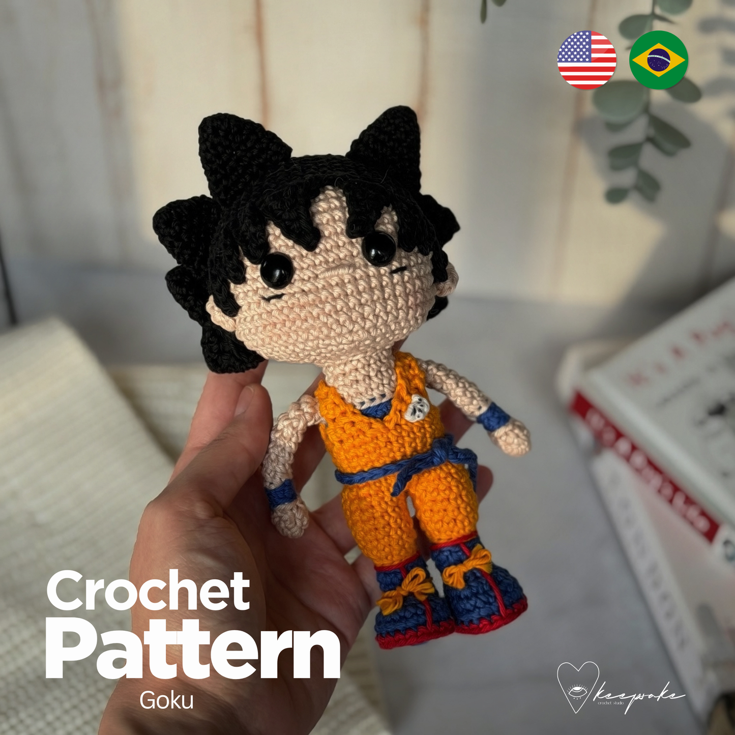 Goku Amigurumi Crochet Pattern (PDF) English & Portuguese